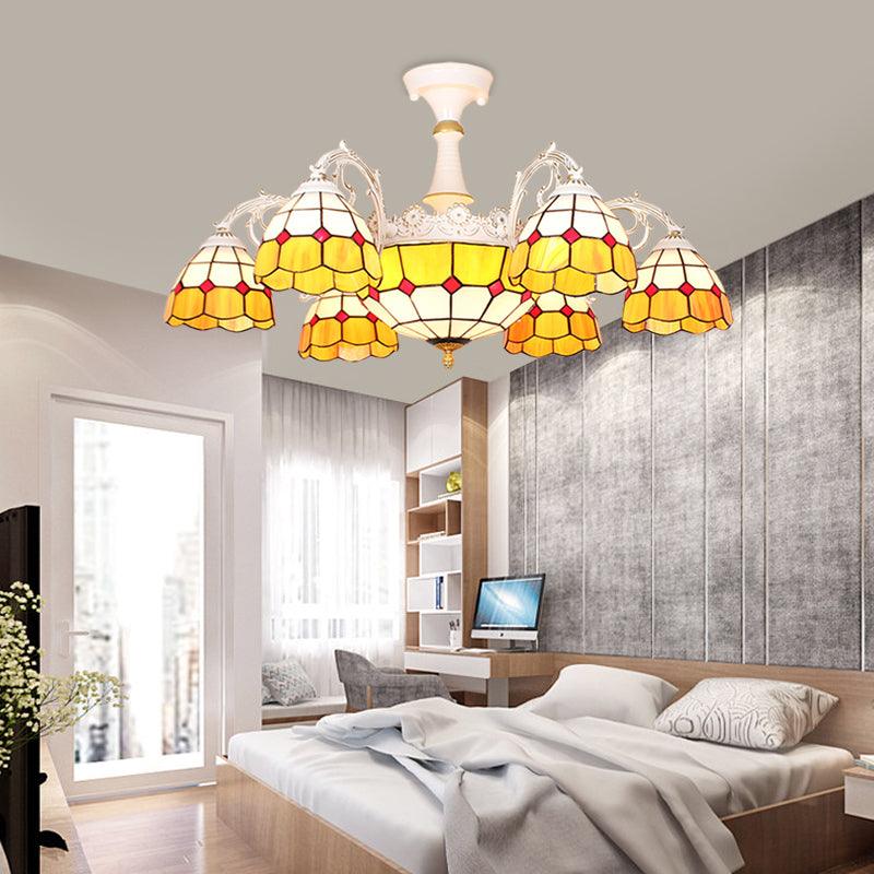 9 Lights Semi Flush Baroque Grid Patterned Ceiling Light - Rebooters