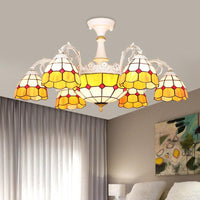 9 Lights Semi Flush Baroque Grid Patterned Ceiling Light - Rebooters