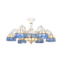 9 Lights Semi Flush Baroque Grid Patterned Ceiling Light - Rebooters