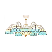 9 Lights Semi Flush Baroque Grid Patterned Ceiling Light - Rebooters