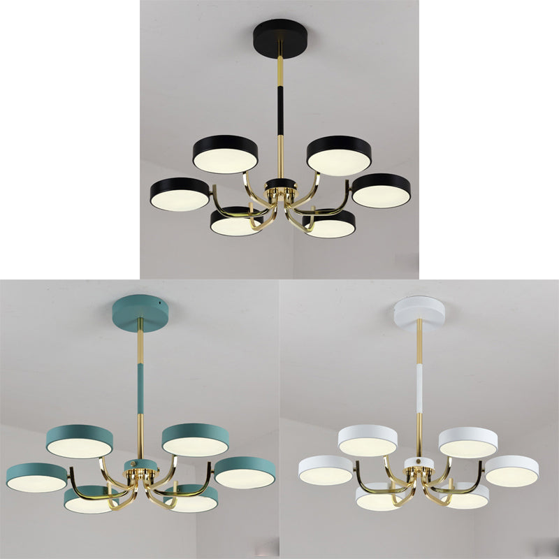 Scandinavian Round Hanging Chandelier Acrylic 6 Lights Fixture - Rebooters