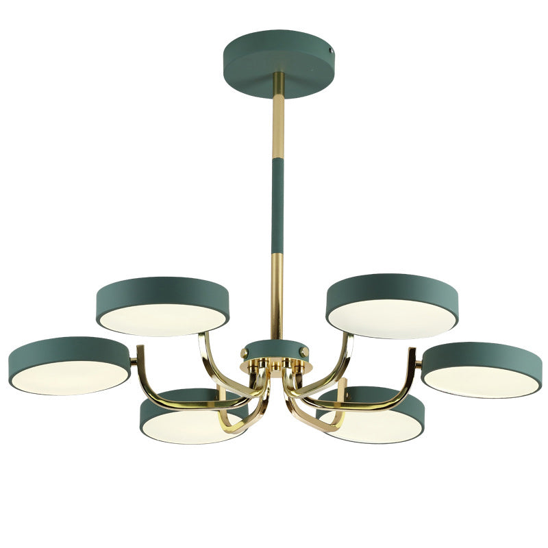 Scandinavian Round Hanging Chandelier Acrylic 6 Lights Fixture - Rebooters
