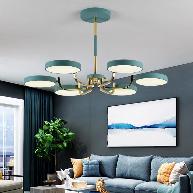 Scandinavian Round Hanging Chandelier Acrylic 6 Lights Fixture - Rebooters