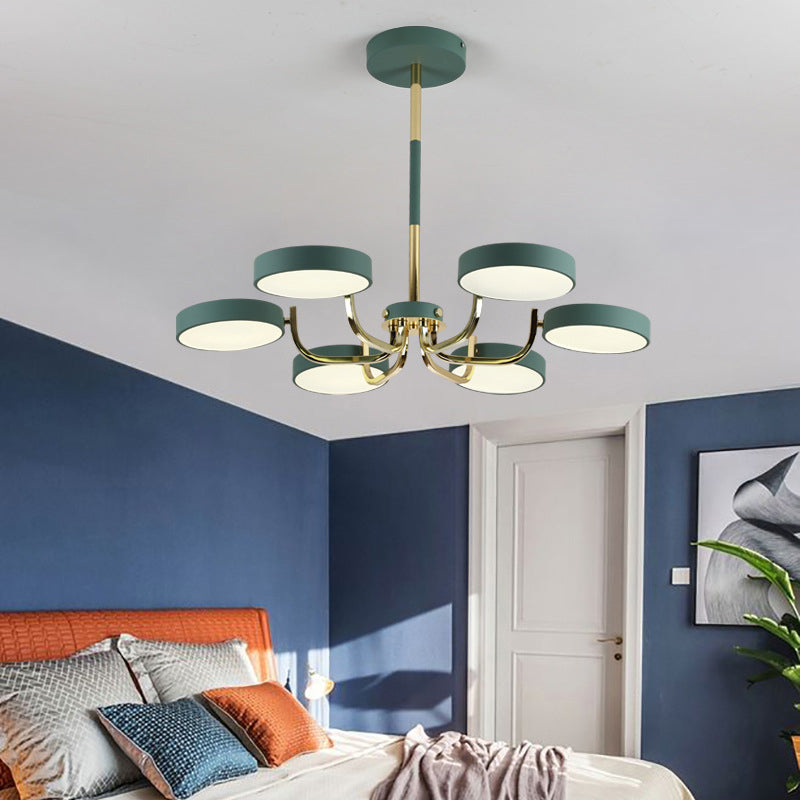 Scandinavian Round Hanging Chandelier Acrylic 6 Lights Fixture - Rebooters