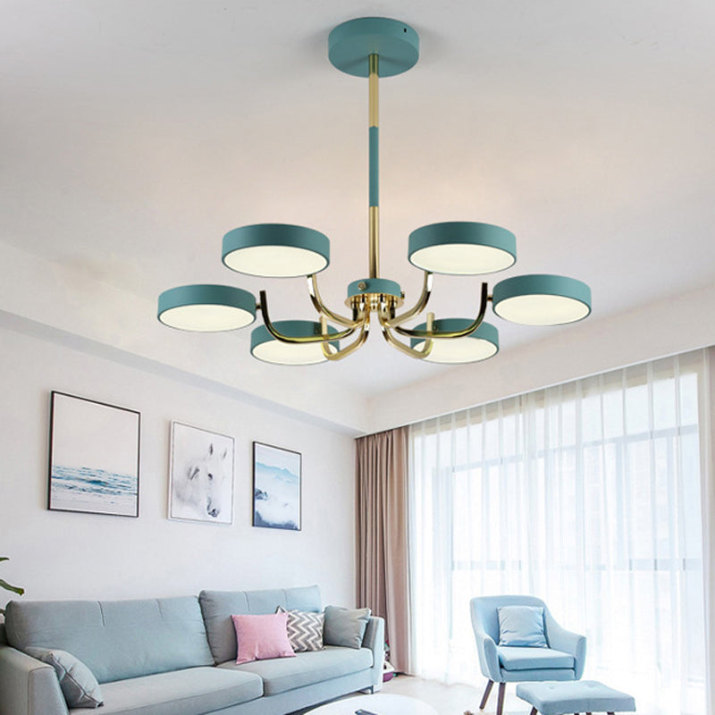 Scandinavian Round Hanging Chandelier Acrylic 6 Lights Fixture - Rebooters