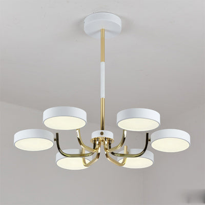 Scandinavian Round Hanging Chandelier Acrylic 6 Lights Fixture - Rebooters