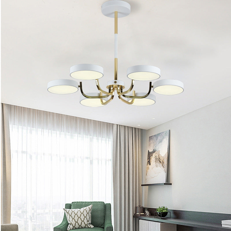 Scandinavian Round Hanging Chandelier Acrylic 6 Lights Fixture - Rebooters
