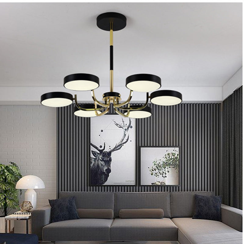 Scandinavian Round Hanging Chandelier Acrylic 6 Lights Fixture - Rebooters