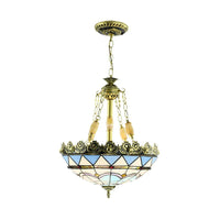 3/4 Lights Chandelier Mediterranean Stained Glass Light Kit 12/16 W - Rebooters