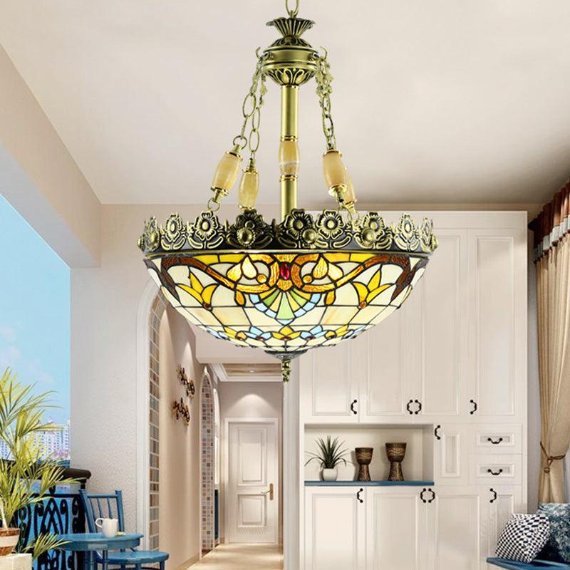 3/4 Lights Chandelier Mediterranean Stained Glass Light Kit 12/16 W - Rebooters