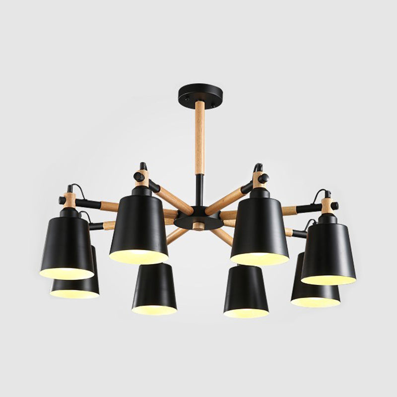 Tapered Shade Living Room Hanging Lights Iron 8 Bulbs Nordic Chandelier - Rebooters