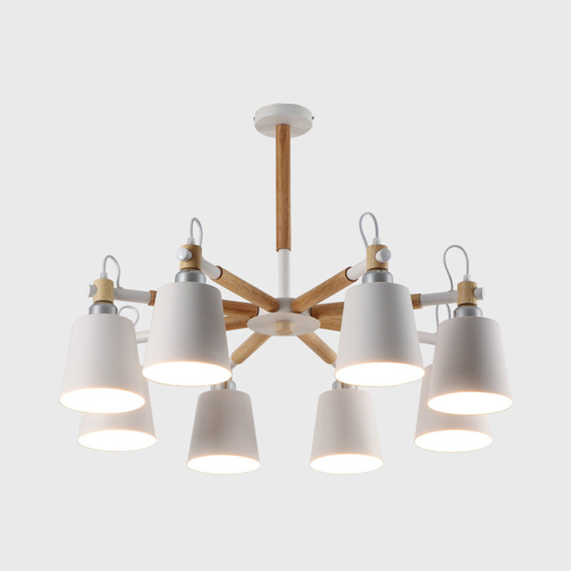 Tapered Shade Living Room Hanging Lights Iron 8 Bulbs Nordic Chandelier - Rebooters