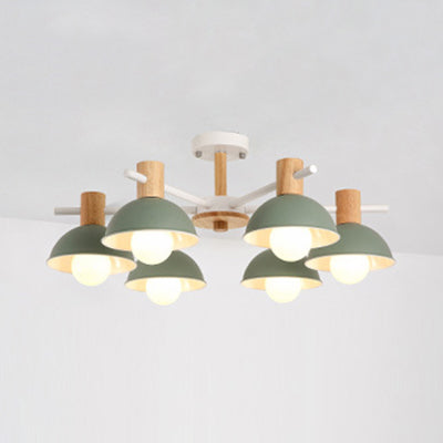 Macaroon Dome Hanging Pendant Fixture 6 Bulbs Metal Light - Rebooters