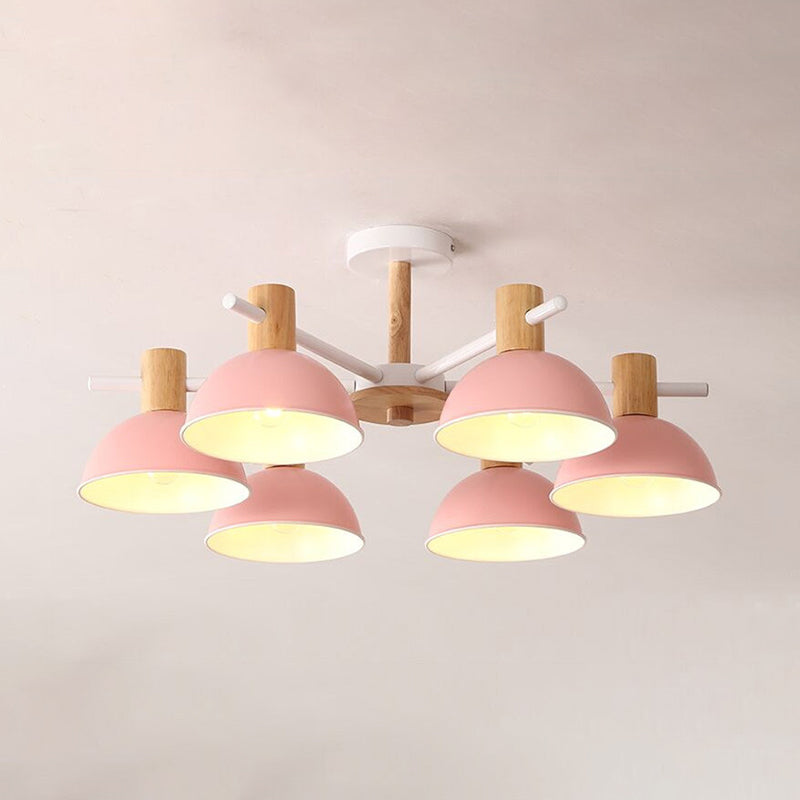 Macaroon Dome Hanging Pendant Fixture 6 Bulbs Metal Light - Rebooters