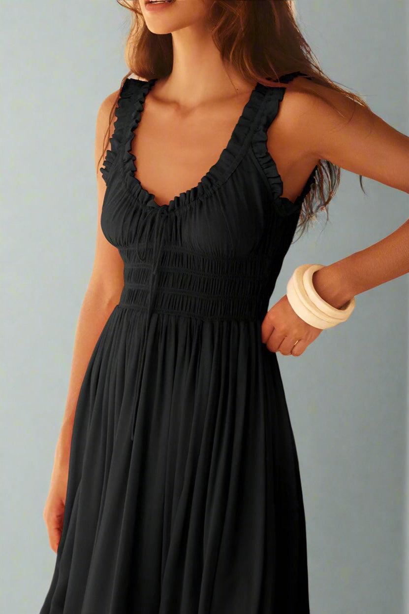 Matilda Sleeveless Maxi Dress with Flattering Ruched Detailing - Rebooters -Women's Dresses