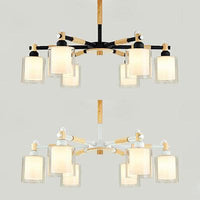 Bedroom Cylinder Hanging Lamp Glass 6 Lights Chic Modern Pendant - Rebooters