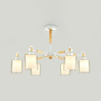 Bedroom Cylinder Hanging Lamp Glass 6 Lights Chic Modern Pendant - Rebooters