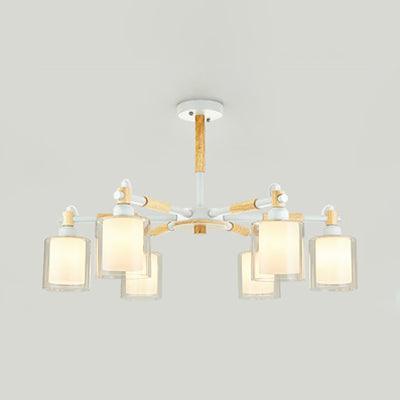 Bedroom Cylinder Hanging Lamp Glass 6 Lights Chic Modern Pendant - Rebooters