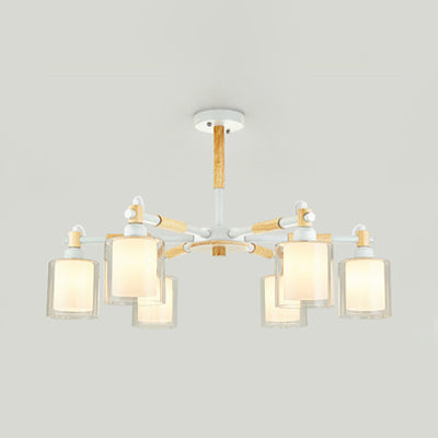 Bedroom Cylinder Hanging Lamp Glass 6 Lights Chic Modern Pendant - Rebooters
