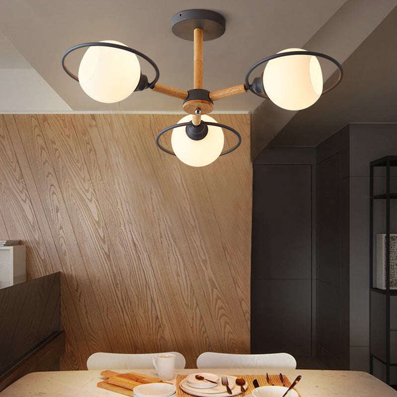 Simple Style Circle Hanging Pendant Fixture 3 Lights Iron Chandelier - Rebooters