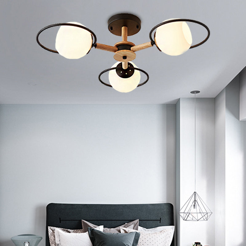 Simple Style Circle Hanging Pendant Fixture 3 Lights Iron Chandelier - Rebooters