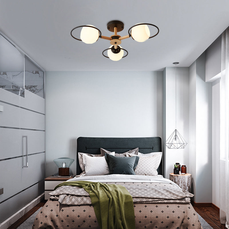 Simple Style Circle Hanging Pendant Fixture 3 Lights Iron Chandelier - Rebooters