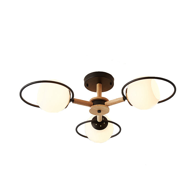 Simple Style Circle Hanging Pendant Fixture 3 Lights Iron Chandelier - Rebooters