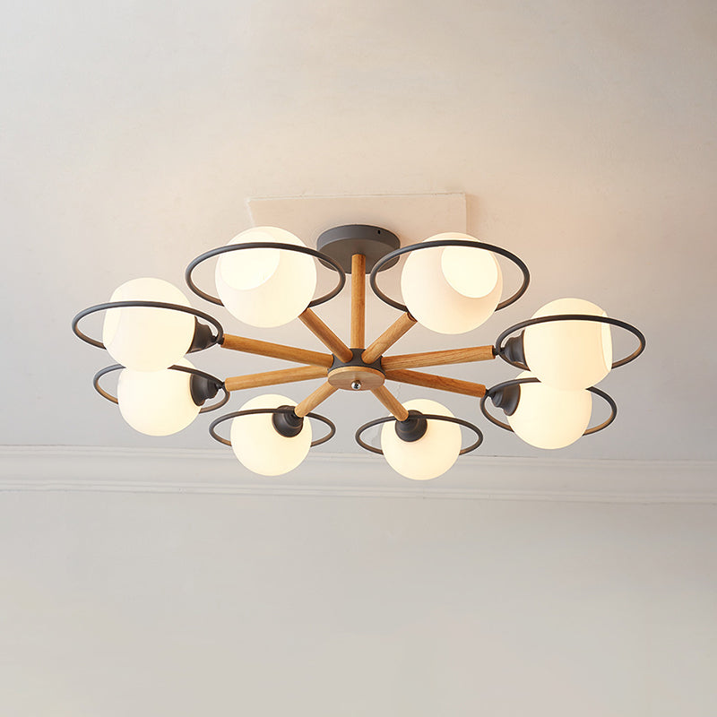 Dining Room Circle Hanging Lights Iron 8 Lights Modern Green - Rebooters