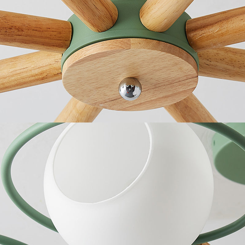 Dining Room Circle Hanging Lights Iron 8 Lights Modern Green - Rebooters