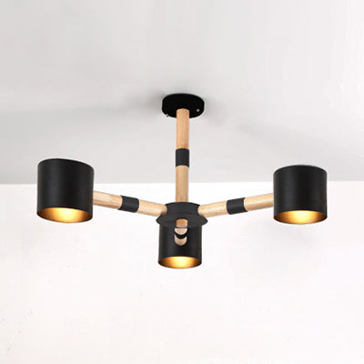 Metal and Wood Tapered Shade Hanging Lights for Dining Room - Rebooters