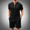 Men’s Short-Sleeve Shirt Half-Zip Fitted Breathable Casual Wear Rebooters mens 2 piece set
