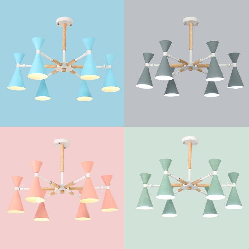 Scandinavian 6 Lights Hanging Horn Shade Metal Chandelier - Rebooters