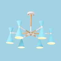 Scandinavian 6 Lights Hanging Horn Shade Metal Chandelier - Rebooters