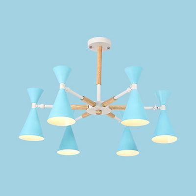 Scandinavian 6 Lights Hanging Horn Shade Metal Chandelier - Rebooters