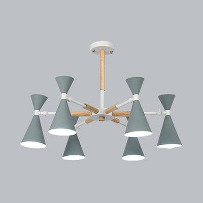 Scandinavian 6 Lights Hanging Horn Shade Metal Chandelier - Rebooters
