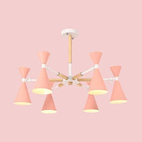 Scandinavian 6 Lights Hanging Horn Shade Metal Chandelier - Rebooters