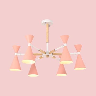 Scandinavian 6 Lights Hanging Horn Shade Metal Chandelier - Rebooters