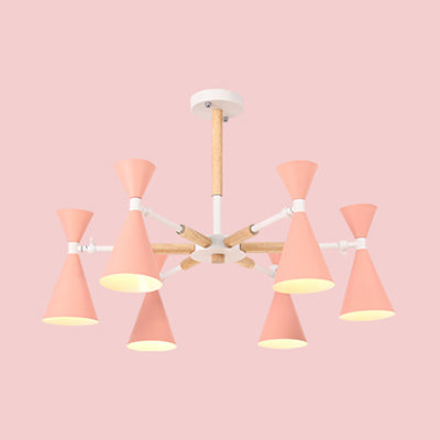 Scandinavian 6 Lights Hanging Horn Shade Metal Chandelier - Rebooters
