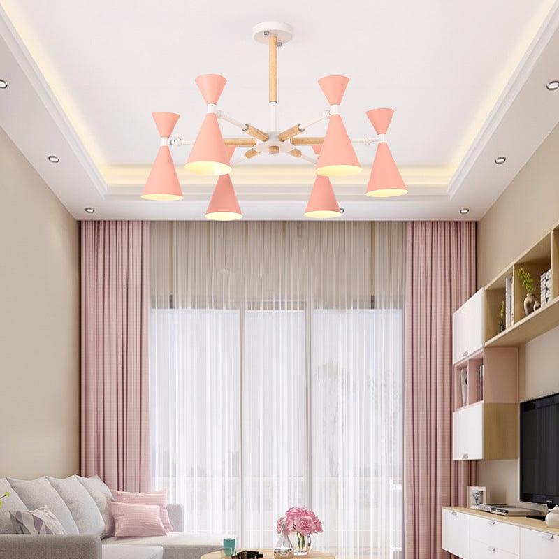 Scandinavian 6 Lights Hanging Horn Shade Metal Chandelier - Rebooters