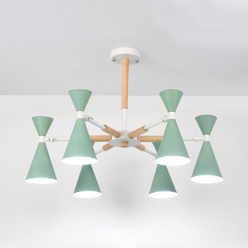 Scandinavian 6 Lights Hanging Horn Shade Metal Chandelier - Rebooters