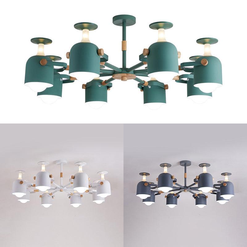 Cup Shape Bedroom Hanging Lamp Metal 8 Lights Modern Macaron Chandelier - Rebooters