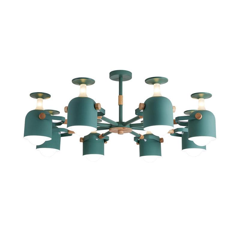 Cup Shape Bedroom Hanging Lamp Metal 8 Lights Modern Macaron Chandelier - Rebooters