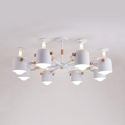 Cup Shape Bedroom Hanging Lamp Metal 8 Lights Modern Macaron Chandelier - Rebooters
