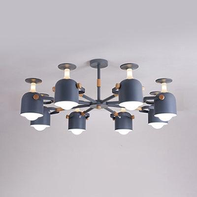 Cup Shape Bedroom Hanging Lamp Metal 8 Lights Modern Macaron Chandelier - Rebooters