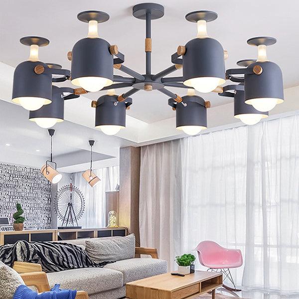 Cup Shape Bedroom Hanging Lamp Metal 8 Lights Modern Macaron Chandelier - Rebooters
