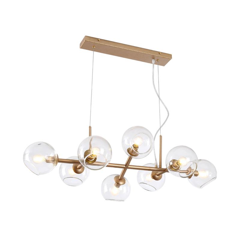 8 Bulbs Dining Room Island Lamp Modern Gold Hanging Light Kit - Rebooters