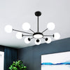 White Glass Round Chandelier Lighting Modernism 8 Heads - Rebooters