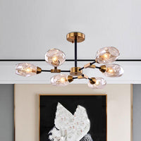 6 Heads Dining Room Hanging Chandelier Modern Black and Gold Pendant Light - Rebooters