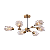 6 Heads Dining Room Hanging Chandelier Modern Black and Gold Pendant Light - Rebooters