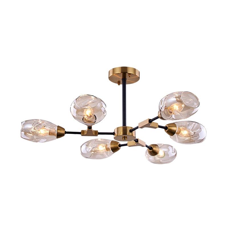 6 Heads Dining Room Hanging Chandelier Modern Black and Gold Pendant Light - Rebooters